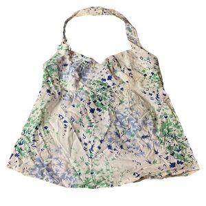 Ice Cube Blue & Green Tropical Floral Halter Top - Size M